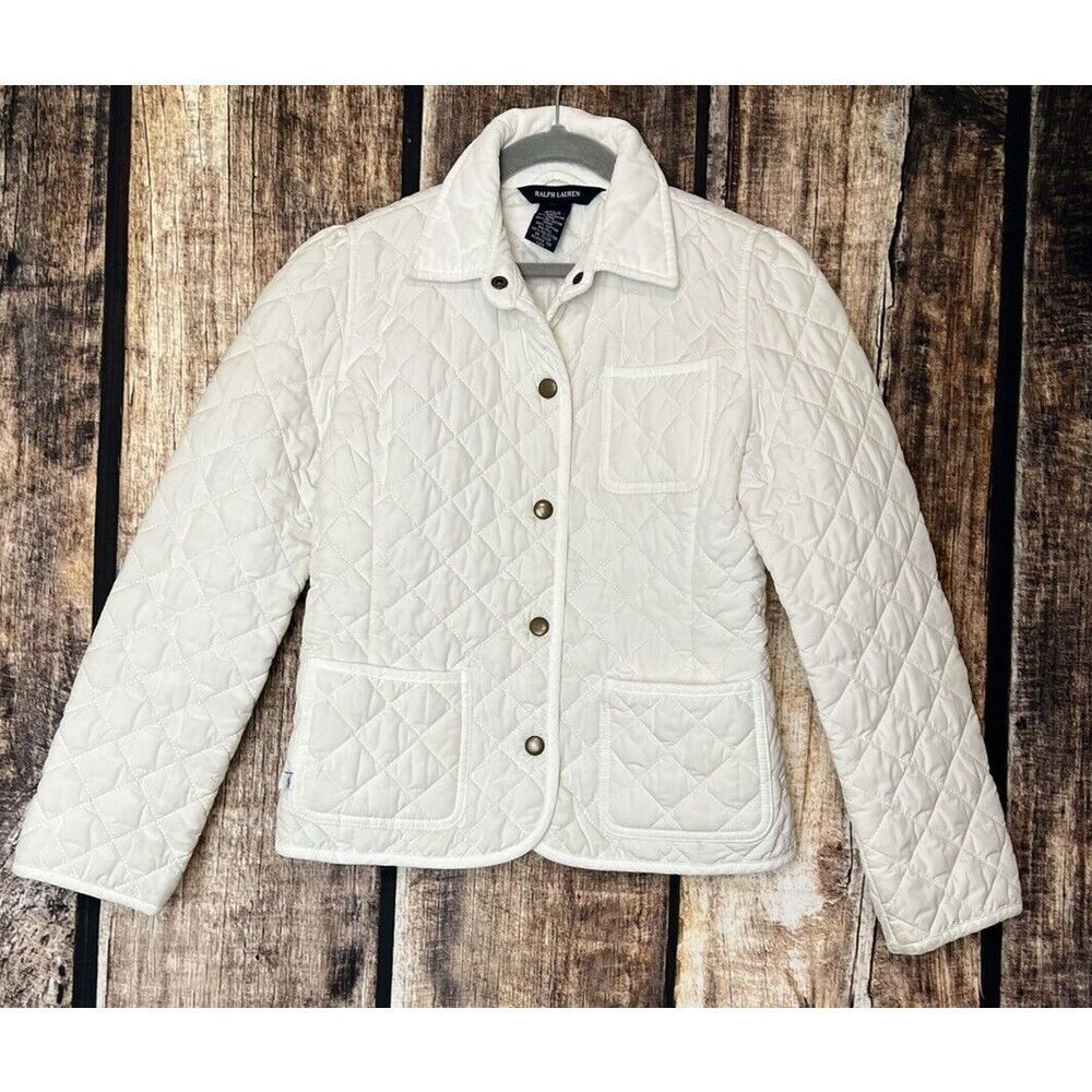 Ralph Lauren Polo Girls Large 12/15 16 Quilted Barn Jacket White